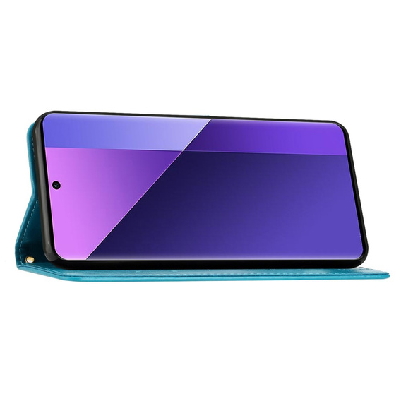 Cu clapetă pentru Xiaomi Redmi Note 13 Pro+, Butterfly, albastru