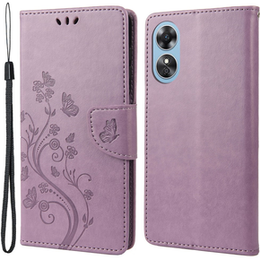 Cu clapetă pentru Oppo A17, Butterfly, violet