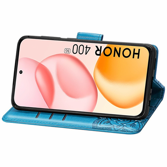 Cu clapetă pentru Honor 400 5G, Butterfly, albastru
