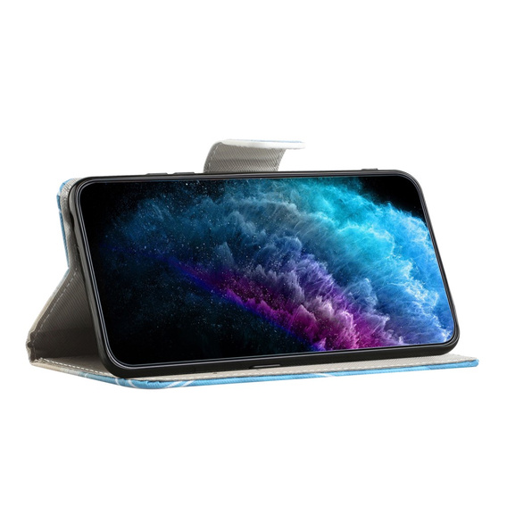 Cu clapetă pentru Motorola Moto G73 5G, Wallet, owls, albastru