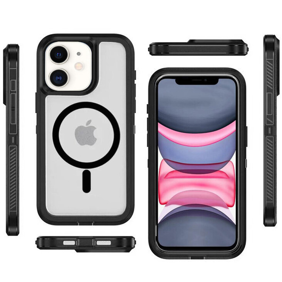 Carcasă cu ramă pentru iPhone 11, pentru MagSafe, transparent / negru