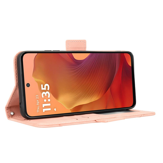 Cu clapetă pentru Motorola Moto G15 / Motorola Moto G15 Power, Card Slot, roz