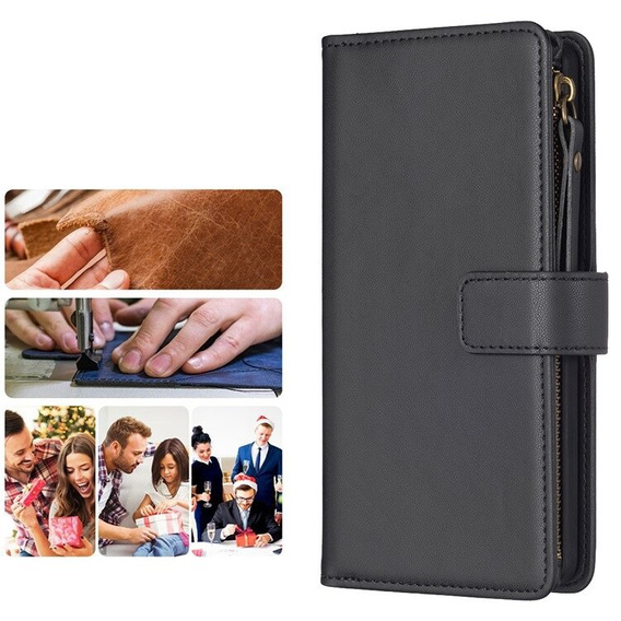 Cu clapetă pentru Xiaomi Redmi 13C / Poco C65, Wallet Zipper Pocket, negru