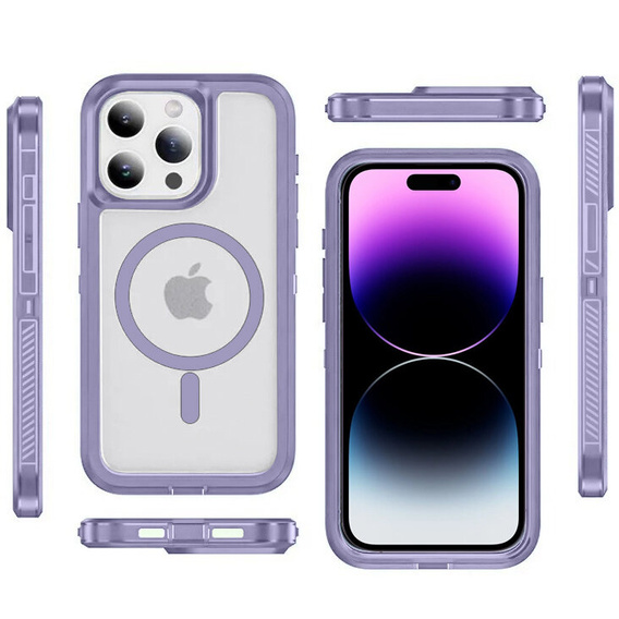 Carcasă cu ramă pentru iPhone 14 Pro, pentru MagSafe, transparent / violet