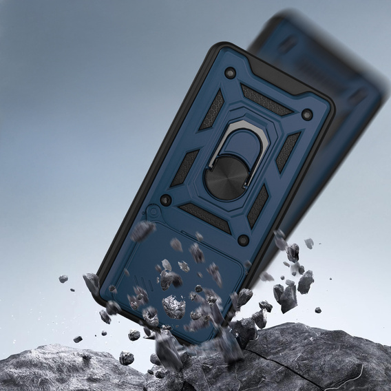 Husă blindată pentru Xiaomi Redmi Note 14 4G, CamShield Slide, albastru