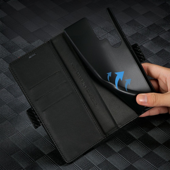 Carcasă cu clapetă pentru Samsung Galaxy S25 Ultra, Carbon LC.IMEEKE, negru