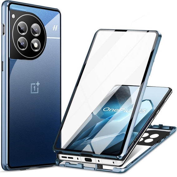 Husa pentru OnePlus 13, Magnetic Dual Glass, albastru
