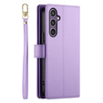 Cu clapetă pentru Samsung Galaxy S25, Wallet Zipper Pocket, violet