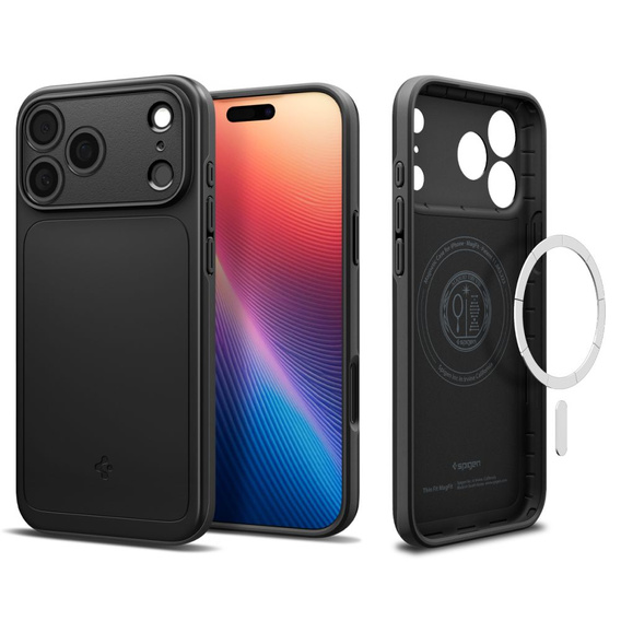 Carcasă Spigen pentru iPhone 17 Pro, Thin Fit MagSafe, negru