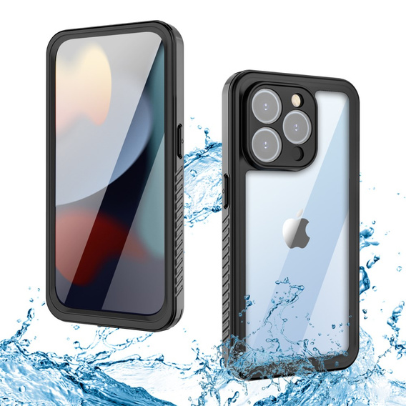 Husă impermeabilă IP68 pentru iPhone 15 Pro, negru