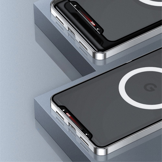 Carcasă de protecție pentru camera foto pentru Google Pixel 8, CamShield MagSafe, transparent / argintiu