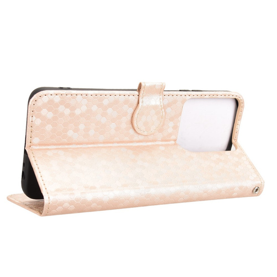 Husa cu clapetă pentru Motorola Moto G86 Power 5G, Wallet Rhombus, de aur