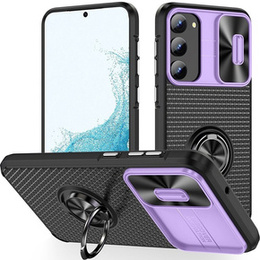 Huse pentru Samsung Galaxy S23, Camera Slide Ring, negru / violet