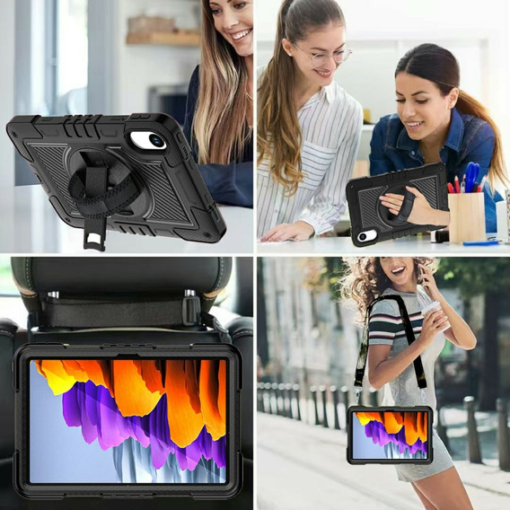 Husă blindată pentru Xiaomi Redmi Pad 2, cu suport și curea pentru umăr – negru