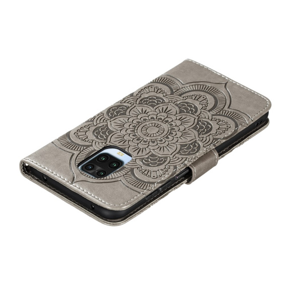 Cu clapetă pentru Xiaomi Redmi Note 9s/ 9 Pro, Mandala Flower, gri