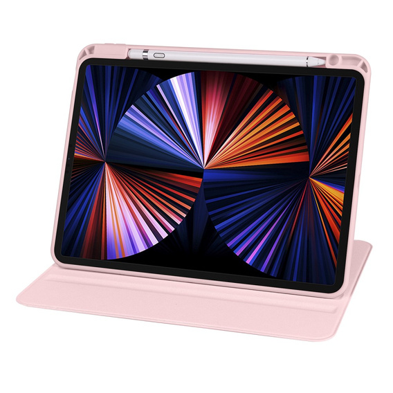 Husă pentru iPad Pro 11" 2022/2021/2020 (4/3/2 gen.), cu spațiu pentru stylus, rotativ la 360 °, roz