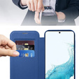 Cu clapetă pentru Samsung Galaxy S22 5G, RFID Wallet MagSafe CamShield, albastru închis