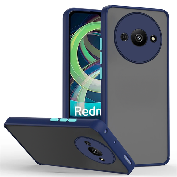 Husă din silicon pentru Xiaomi Redmi A3, cu protecție pentru cameră, transparent / albastru