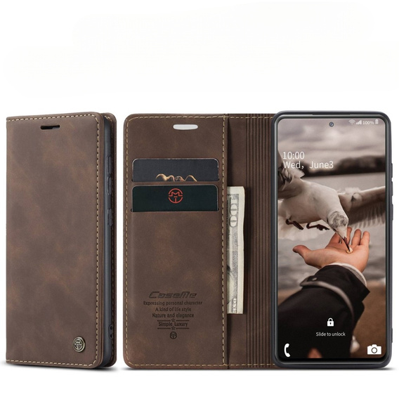 Husa CASEME pentru Samsung Galaxy S20 FE, Leather Wallet Case, maro