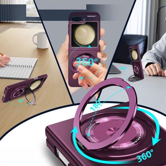 Husă GKK pentru Galaxy Z Flip 5 5G, Colțuri Dropproof MagSafe, transparent / violet