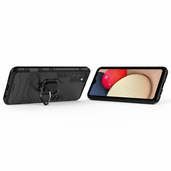 Huse pentru Samsung Galaxy A02S, Kickstand Ring, negru