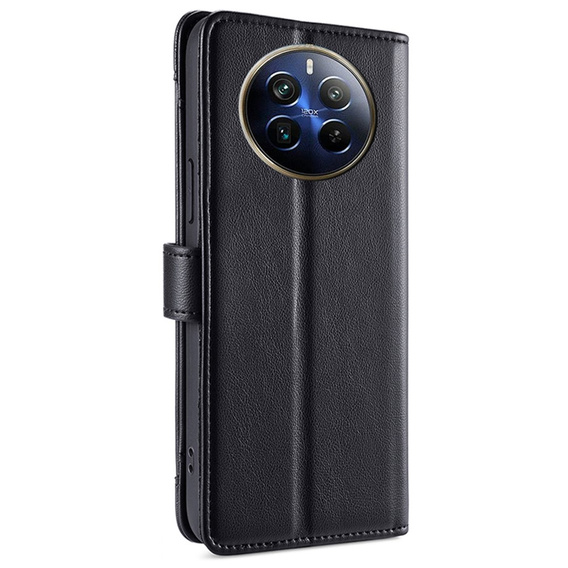 Cu clapetă pentru Realme 12 Pro 5G / 12 Pro+ 5G, Wallet Zipper Pocket, negru