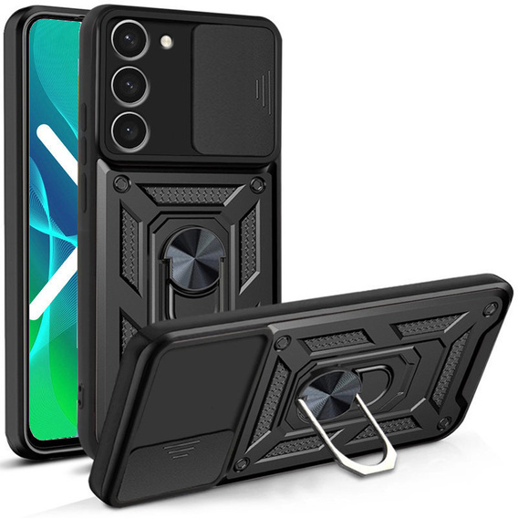 Husă blindată pentru Samsung Galaxy S23, CamShield Slide, negru