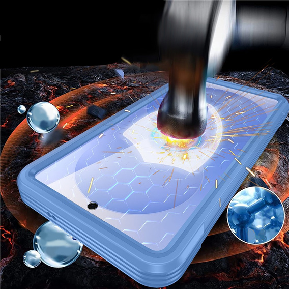 Husă rezistentă la șocuri cu sticlă, pentru MagSafe pentru Samsung Galaxy S26 Plus, albastră