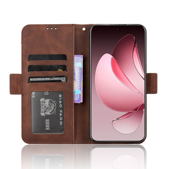 Cu clapetă pentru Oppo Reno 13 Pro, Card Slot, maro