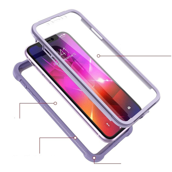 Huse pentru iPhone 11, Dexnor Full Body Rugged, transparent / violet