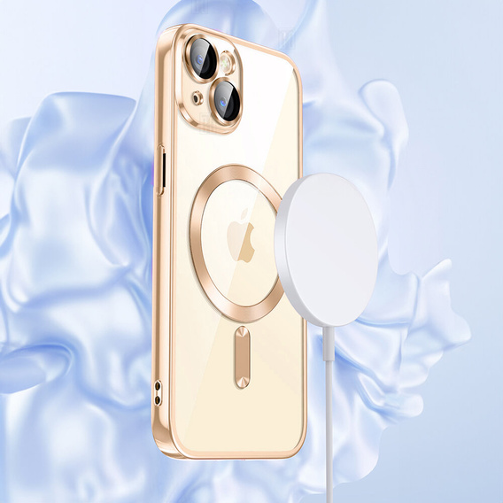 Husă pentru iPhone 15, Electro MagSafe, de aur + Sticlă pentru ecran
