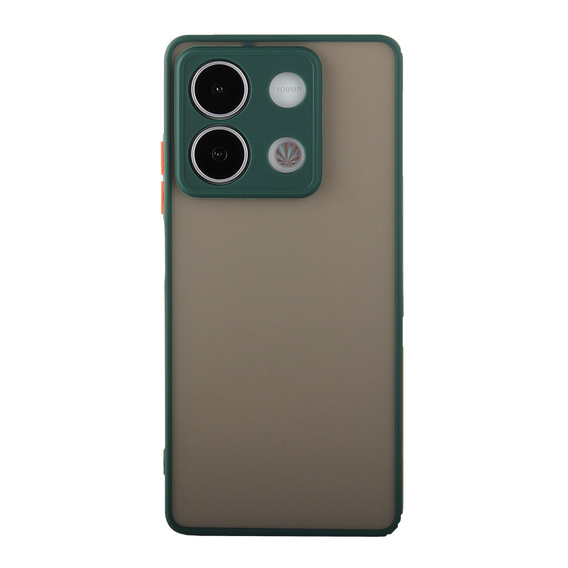 Carcasă din silicon pentru Xiaomi Redmi Note 13 5G, cu protecție pentru camera foto, transparent / verde + sticlă călită 9H