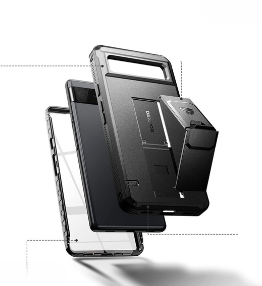 Husă blindată pentru Google Pixel 6a, Dexnor Full Body, negru