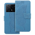 Cu clapetă pentru Xiaomi Poco F6 Pro, Butterfly, albastru