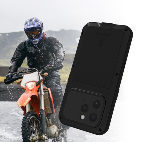 Love Mei Huse pentru iPhone 16 Pro, armored with glass, negru