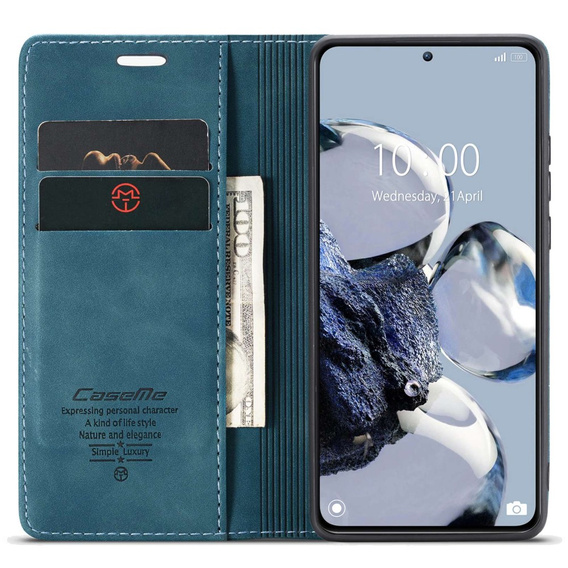 Husa CASEME pentru Xiaomi 12T / 12T Pro, Leather Wallet Case, turquoise