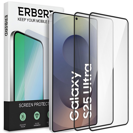 2x sticlă călită ERBORD 3D pentru Samsung Galaxy S25 Ultra pentru întregul display