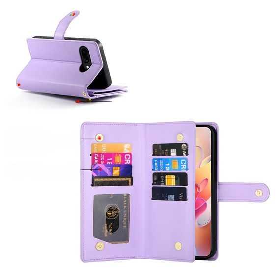 Cu clapetă pentru Samsung Galaxy A56 5G, Wallet Zipper Pocket, violet