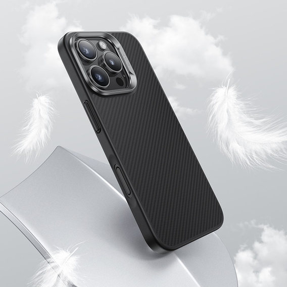 Carcasa BENKS Kevlar pentru iPhone 16 Pro Max, pentru MagSafe, Carbon Fiber, negru