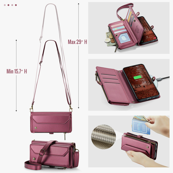 Husă din piele CASEME RFID pentru Samsung Galaxy S26, roșie