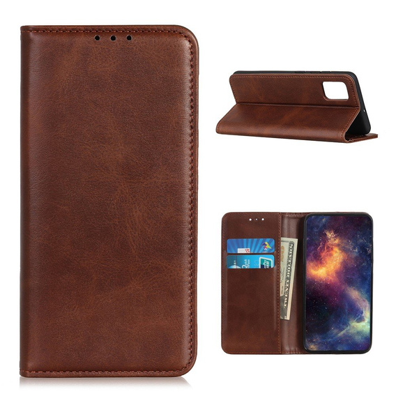 Husa cu clapetă pentru Samsung Galaxy M51, Split Leather, maro
