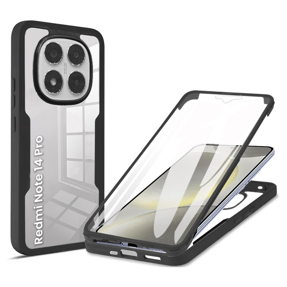 Carcasă pentru Xiaomi Redmi Note 14 Pro 5G, Shockproof, cu folie, negru