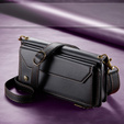 Husă CASEME pentru iPhone16e, RFID Leather Wallet, cu curea de umăr, negru
