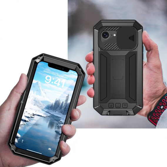 Husă blindată pentru iPhone 16E, R-JUST, negru