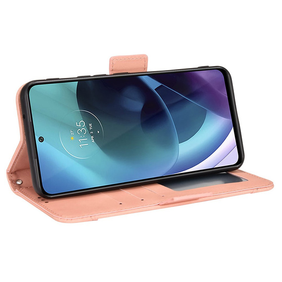 Cu clapetă pentru Motorola Moto G71 5G, Card Slot, roz