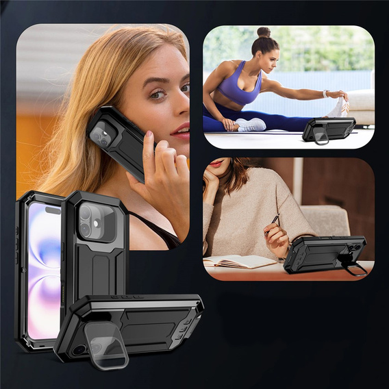 Husă blindată R-JUST cu protecție pentru ecran și suport pentru iPhone 17