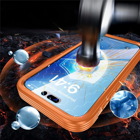 Husă antișoc cu sticlă, pentru MagSafe pentru iPhone 17 Pro Max, portocaliu