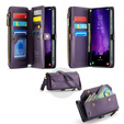 Husă CASEME pentru Samsung Galaxy S25 FE, RFID Leather Wallet, cu curea de umăr, violet