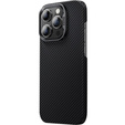 Carcasa BENKS Kevlar pentru iPhone 15 Pro Max, pentru MagSafe, Carbon Fiber, negru