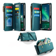 Husă CASEME pentru Samsung Galaxy S25 FE, RFID Leather Wallet, cu curea de umăr, verde